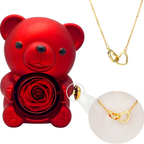 Eternal Rose Bear with Engraved Necklace